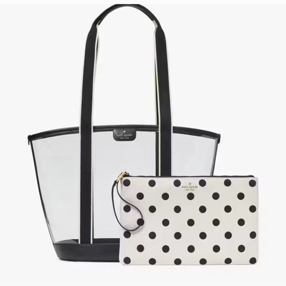 Kate Spade Clear Tote with Black Polka Dot Pouch - Picture 2 of 4